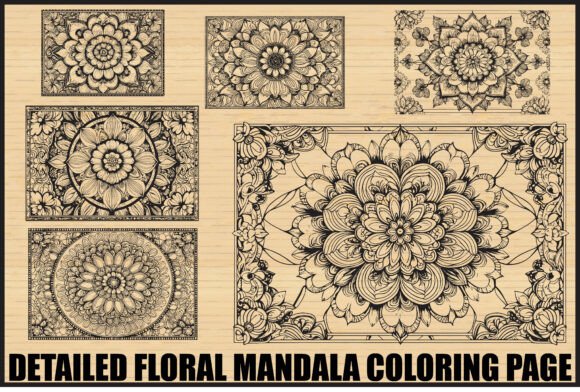 Download Elegant Floral Mandala Coloring Page Set - Floral mandala Collection