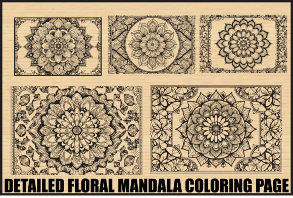 Download Elegant Floral Mandala Coloring Page Set - Floral mandala Collection