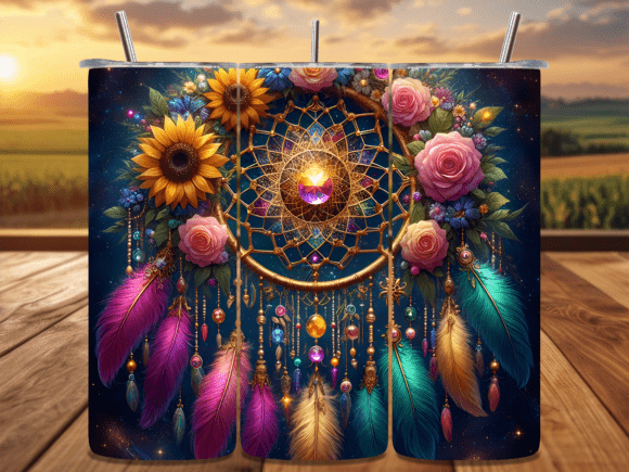 Download Floral Mandala Dreamcatcher Tumbler Wrap - Floral mandala Collection