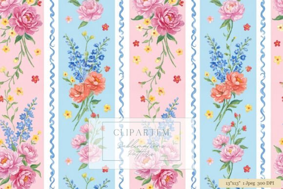 Download Pink Peony Stripe Floral Pattern Design - Premium Resources